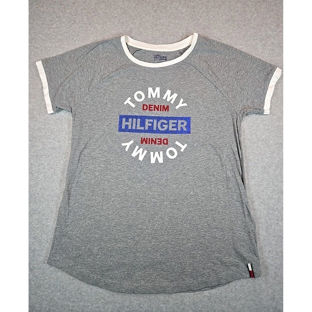 Tommy Hilfiger T-Shirt Womens Size Medium Gray Crew Neck  Short Sleeve NWT